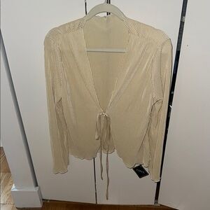 Zaful Silky Cream Tie-Front Cardigan